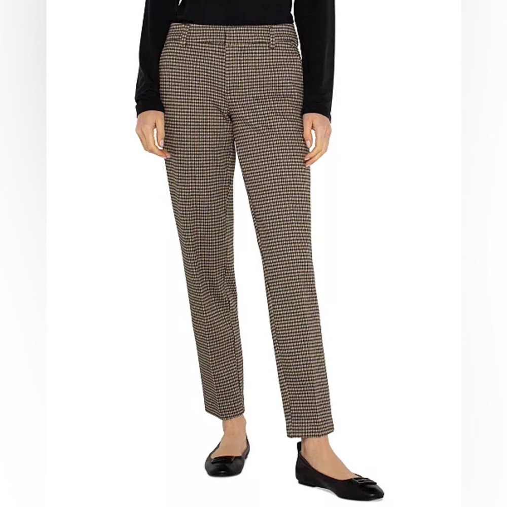 Liverpool Women's Kelsey Mid Rise Plaid Knit Straight-Leg Pants